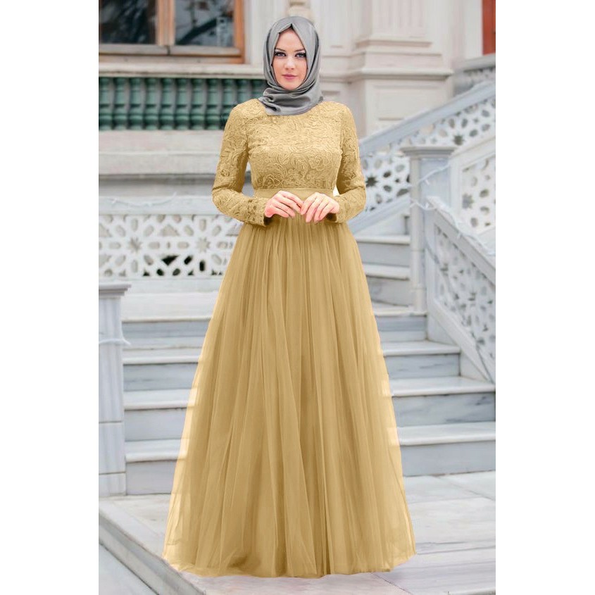 Mokokomo MX Almaer Maxi Long Dress Terusan Fashion Muslim Wanita