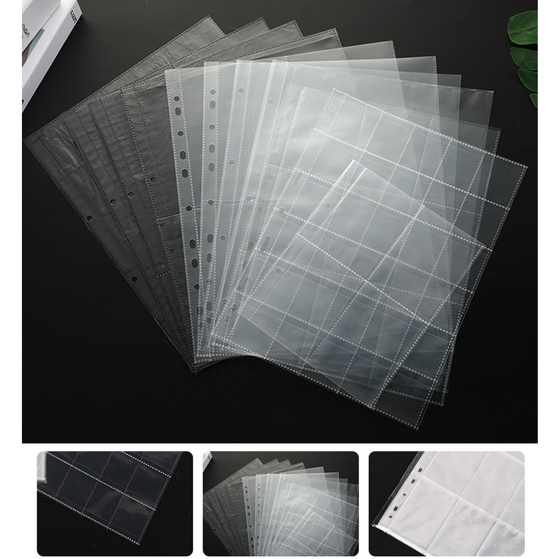 10Pcs 1 Pocket 2 Pockets 4 Pockets 9 Pockets A4 Sleeves Card Collection Album Pages for A4 Binder Inner Sleeves