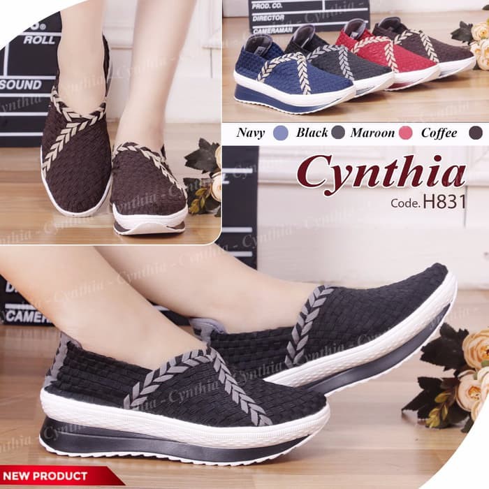 Wedges Rajut Sepatu Casual Wanita Original