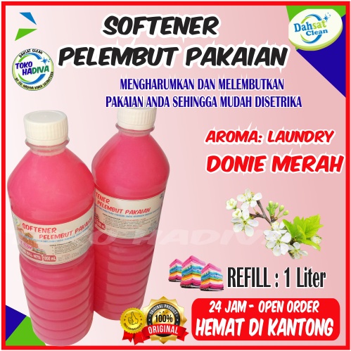 (DONie MERAH) SOFTENER PELEMBUT DAN PEWANGI PAKAIAN 1 LITER ATAU 1000 ML DHS MEMBUAT PAKAIAN LEMBUT - MUDAH DISETRIKA