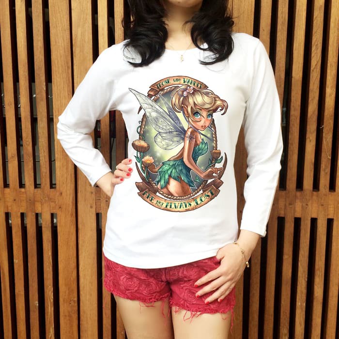 Kaos Wanita Tangan Panjang Tinkerbell Tattoo