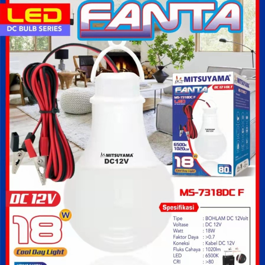 Barangunik2021-Bohlam DC 12 Volt 18 Watt Fanta Mitsuyama MS-7318DC F Lampu Aki Jepit