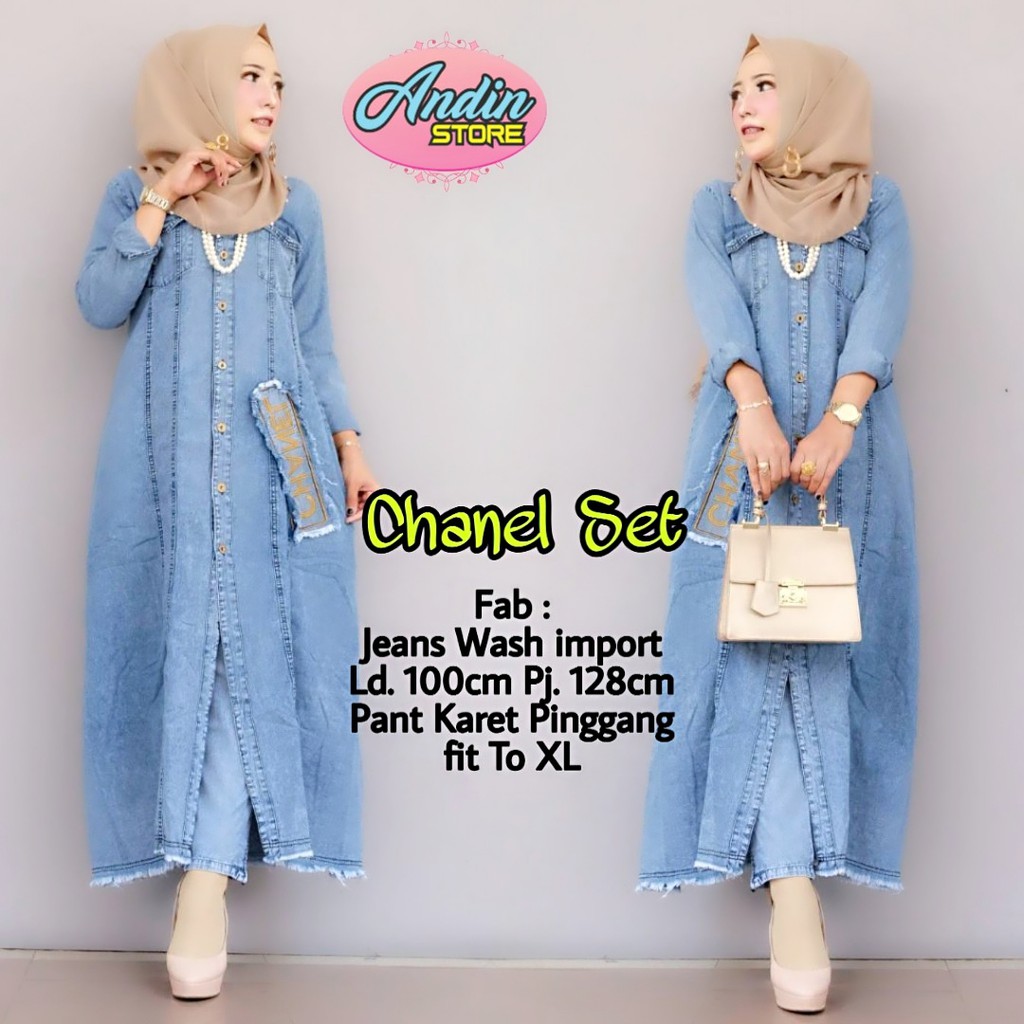 gamis jeans chanel set