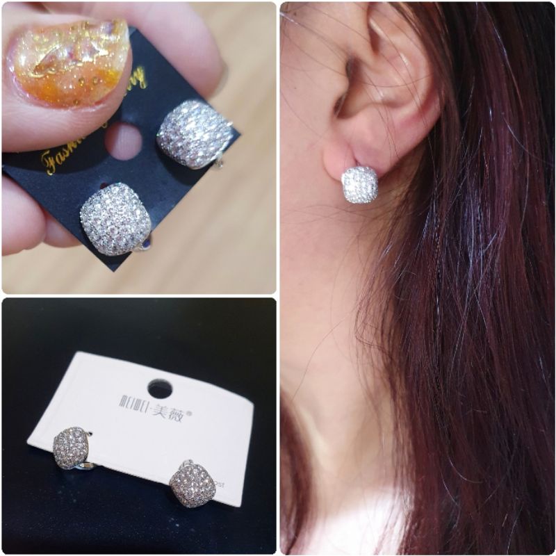 Anting Silver925 perak Mata halus kilau anti karat anti alergi Anting Zircone premium Quality Anti Karat anti alergi anting premium  AN-22