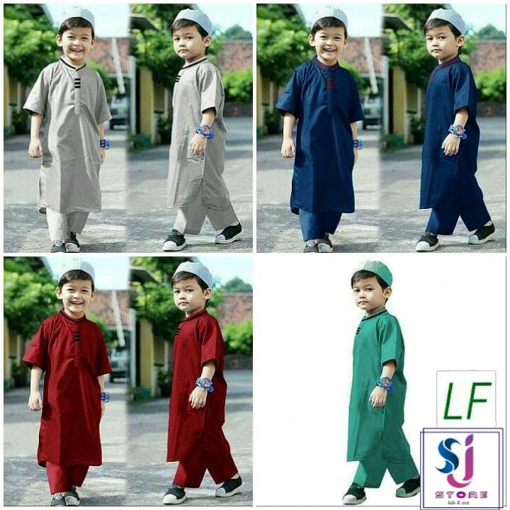 STELAN BAJU KOKO ANAK + PECI TERLARIS 1 - 8 TAHUN