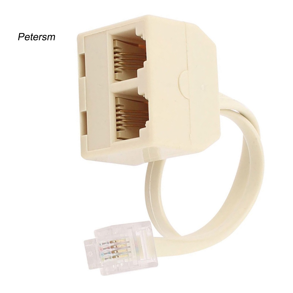 (Pt) Rj11 Adapter Splitter Jack Telepon 6p4c Male Ke Female 2 Arah