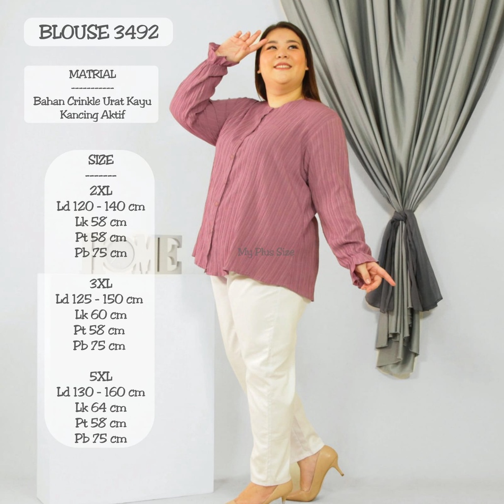 Blouse Wanita Super Jumbo 3492, 2XL, 3XL &amp; 5XL