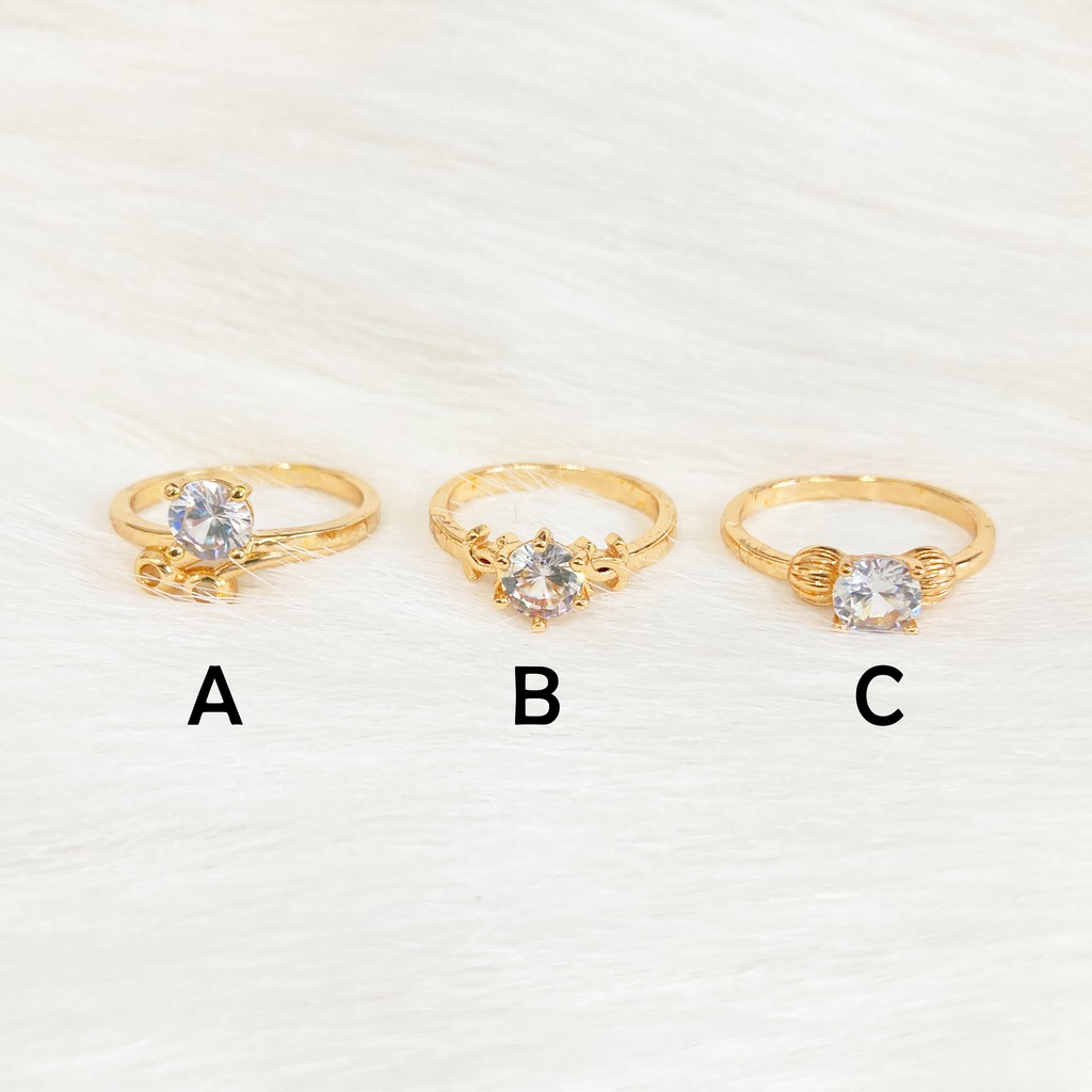 noin_acc Cincin Wanita Cincin Lapis Emas Dewasa Permata Zircon - C3#AF-1