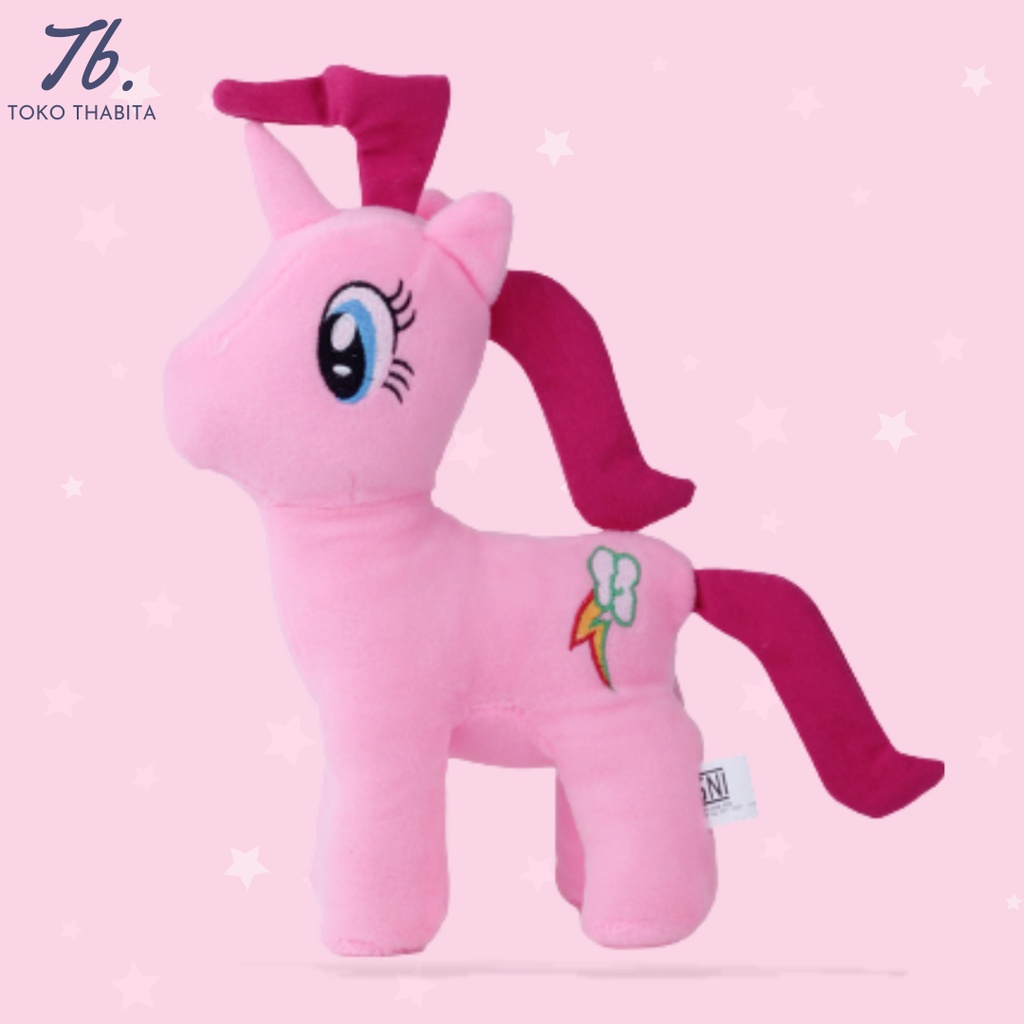 Boneka Kuda Poni Unicorn 30cm Warna Pink Bahan Velboa Isi Dacron Silicon