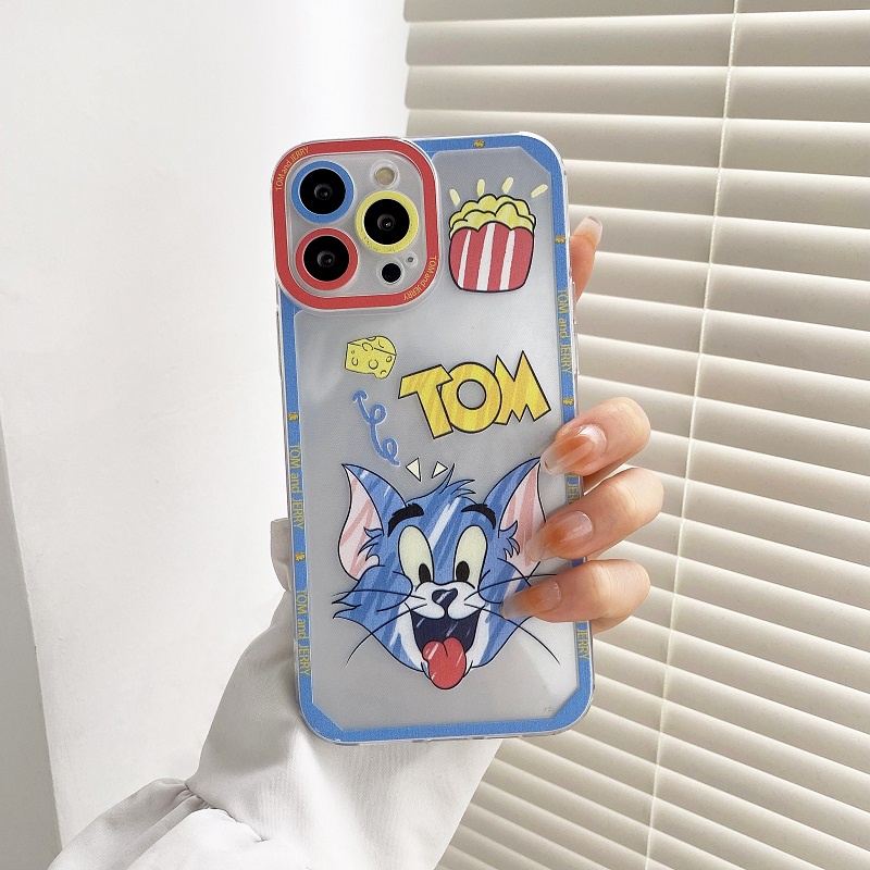 Soft case Transparan Motif Kartun Kucing Dan Tikus Untuk iPhone 11 12 13 Pro MAX X XR XS MAX 7 8 Plus