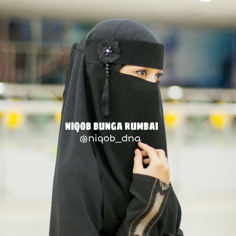 Niqab Bandana Bunga Rumbai Cadar Niqob Viral Termurah By Habbabah