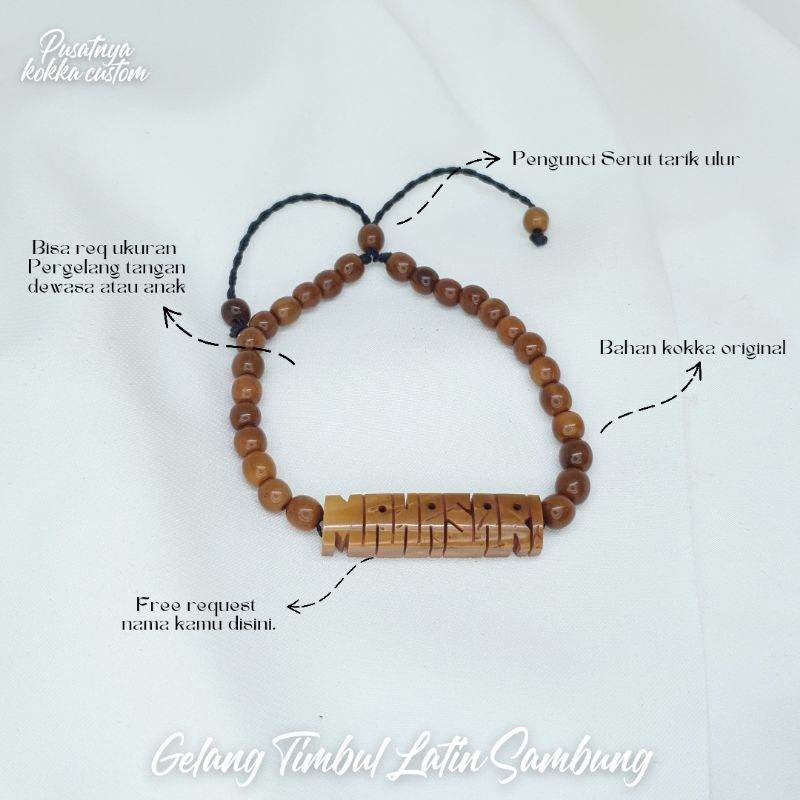 Gelang Nama Custom Ukir Timbul Handmade Font Standar Kaokah Asli Kokka Kaukah Koka Kaoka