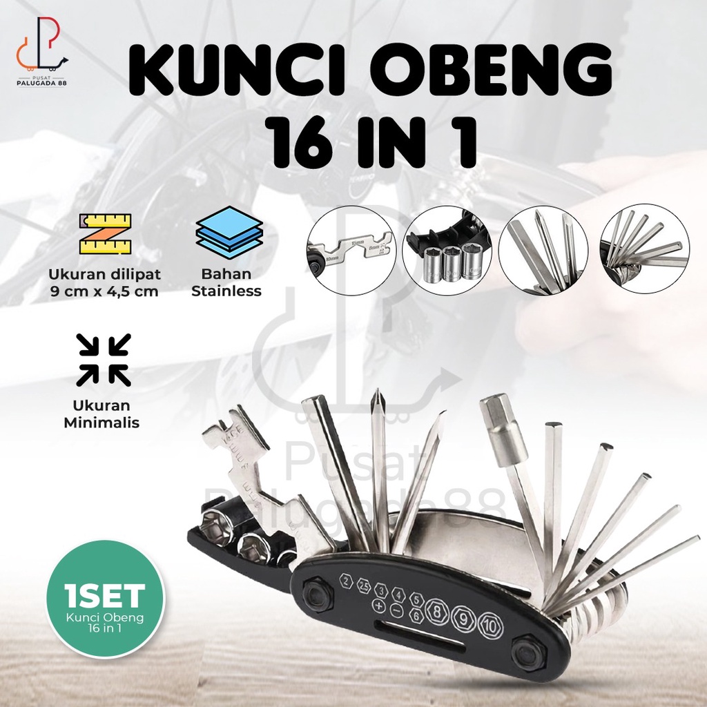 Kunci Sepeda 16 pcs Tools Kunci Obeng 16 in 1 15 in 1 EDC ToolKit Repair Kit Multifungsi Set Sok