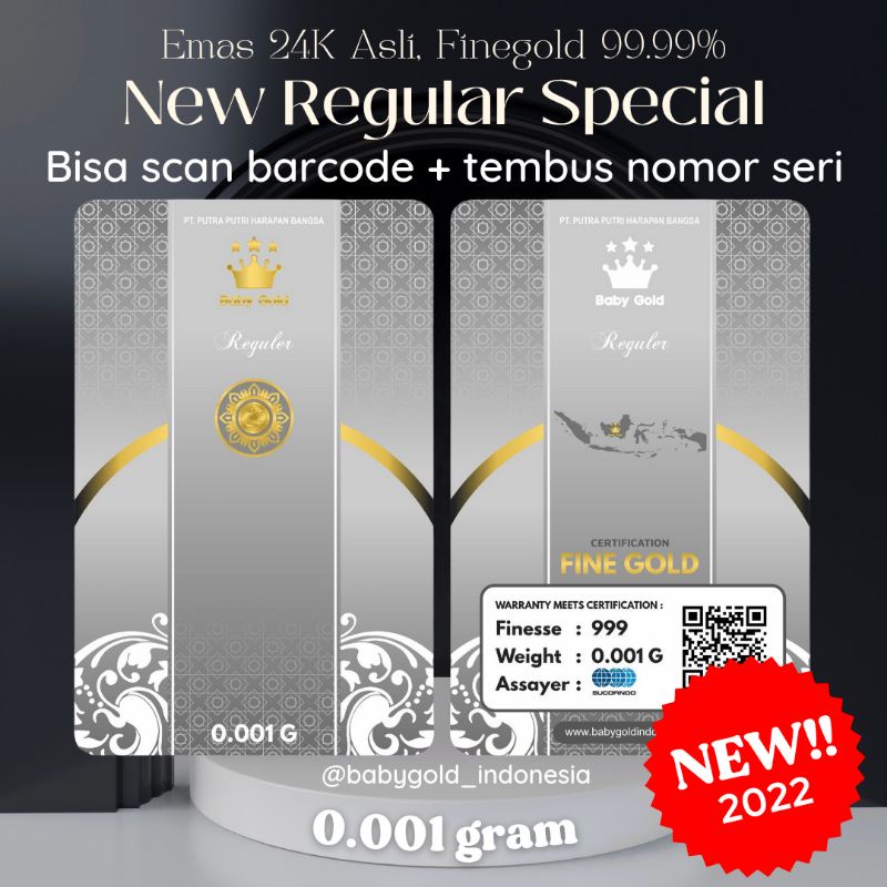 Emas Mini 24 Karat 0.01 gram Babygold Resmi minigold asli semua COD Bandung