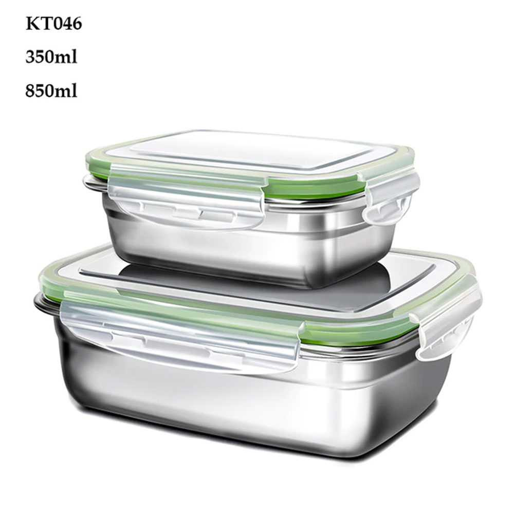 Kotak Makan Tampat Makanan Bento Lunch Box Stainless Steel Ringan Tidak Mudah Penyok Tumpah 850ml