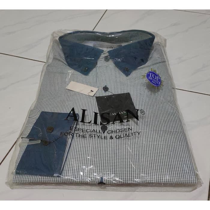 Kemeja Pria Alisan Lengan Panjang Motif Kotak Kotak Kecil