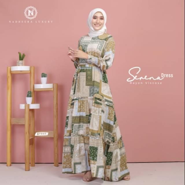 SERENA DRESS Nadheera luxury free hijab voal square & masker kain Nadheera