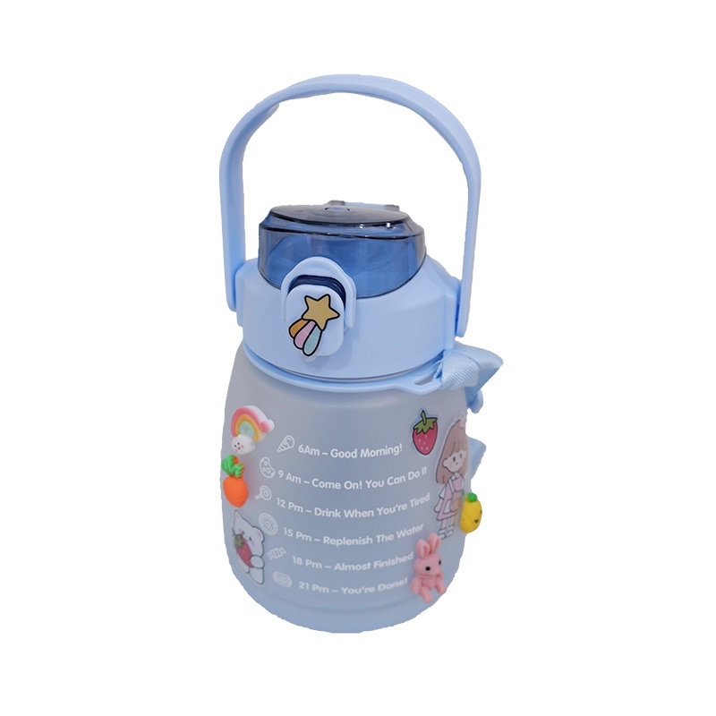 Botol Minum 2 Liter 2000ML 1300ML 1.3 Liter VIRAL/Botol Gradasi/Botol Lucu/ Botol Besar-1 Warna Biru/1300ml