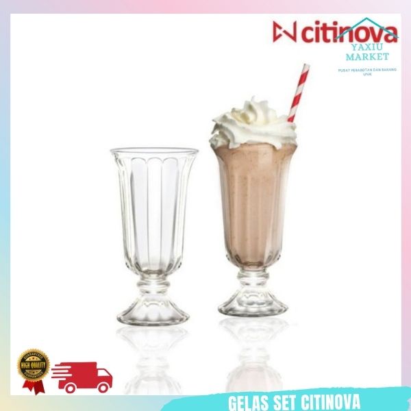 Gelas Palma Citinova | Gelas Kafe Resto | Gelas Kaca Unik 6 pcs