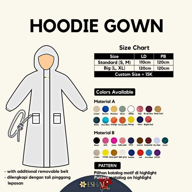 HOODIE GOWN | APD GOWN GOWNERAL | APD POLOS / MOTIF