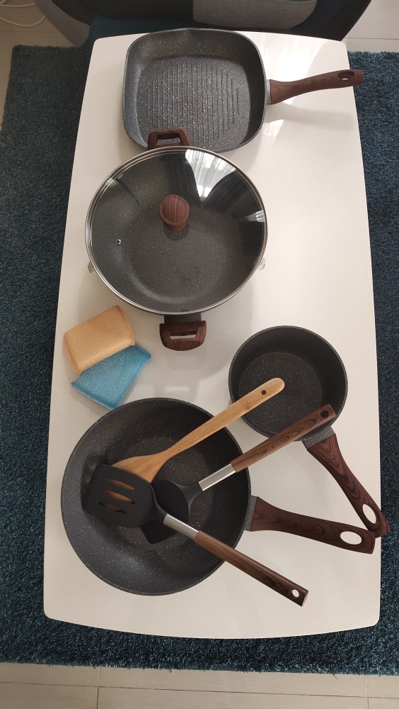 Cypruz Am0995 Am0996 Am0997  Spatula Turner Lubang Gagang Motif Kayu Spatula Sutil Sodet