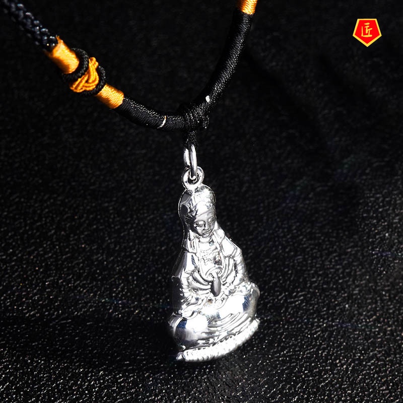 [Ready Stock]Maitreya Necklace Avalokiteśvara Pendant Double-Sided Portrait S925 Silver