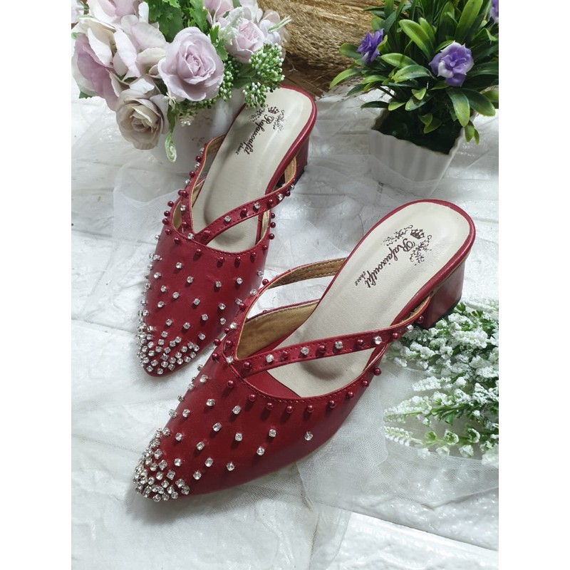 sepatu angel merah marron tinggi 5cm