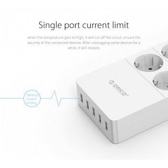 Terminal listrik stop kontak Orico 6 port 5 usb-a 2.4a 2500w SNI Hpc-6a5u - Power strip station