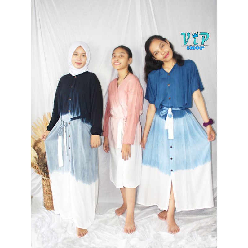 Dress Kancing Outer Gradasi Tiedye Daster bali