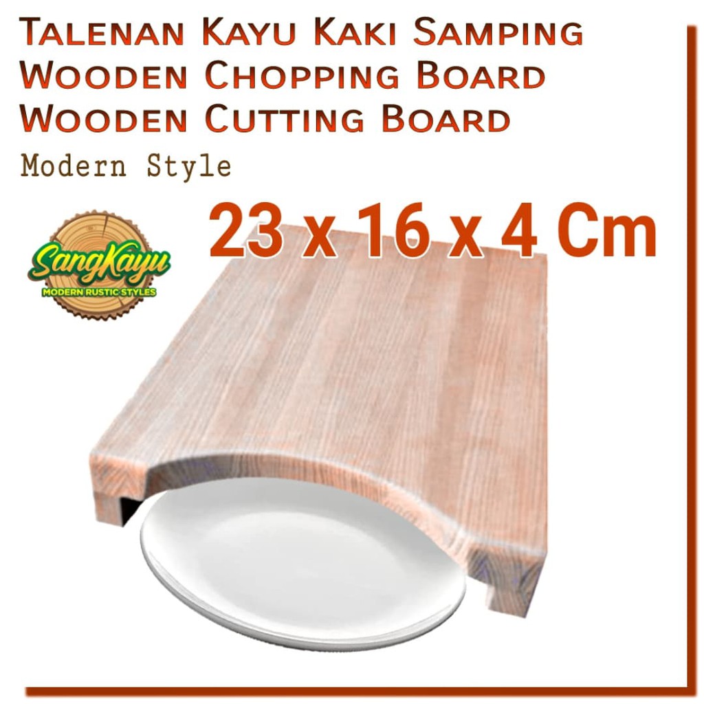 Talenan kayu kaki samping 23x16x4 Wooden Cutting Chopping Board