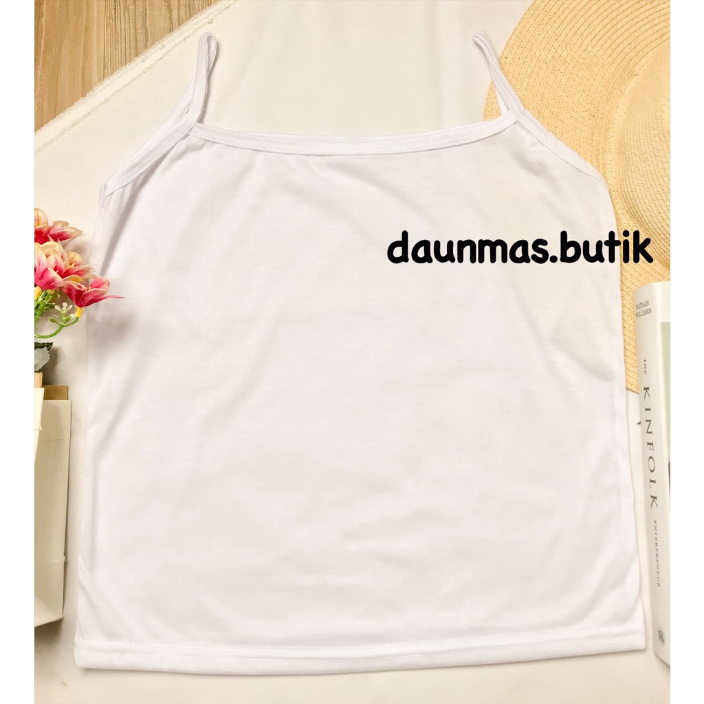 1KG MUAT 10PCS | TANKTOP TALI TANK TOP TALI KECIL SPANDEK RAYON SUPER ADEM-TANKTOP TALI WHITE