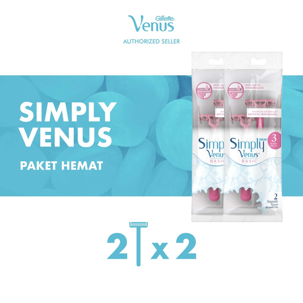 Gillette Venus Alat Cukur Wanita Simply Venus Basic Isi 2 Razor Pisau Cukur Paket Isi 2 Pack