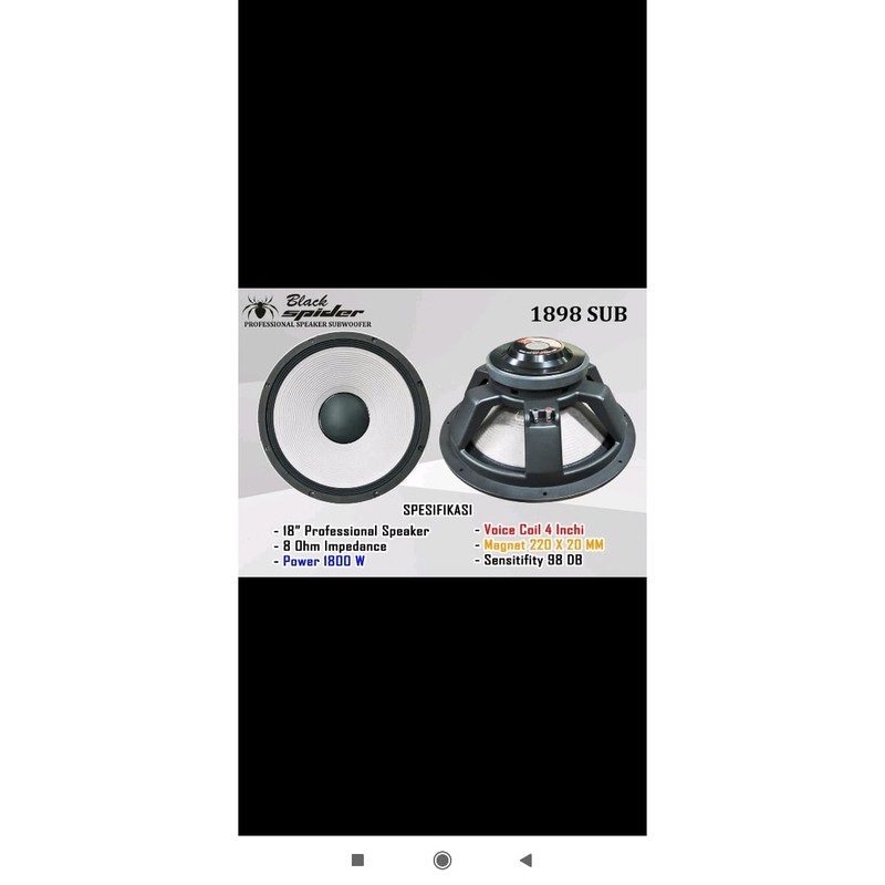 Speaker BlackSpider BS 1898 Sub Original
