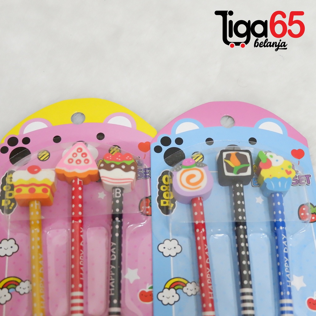 365 Pencil set #40607 3D cartoon Stationary Set Alat Tulis Anak kartun / Buku &amp; Alat Tulis