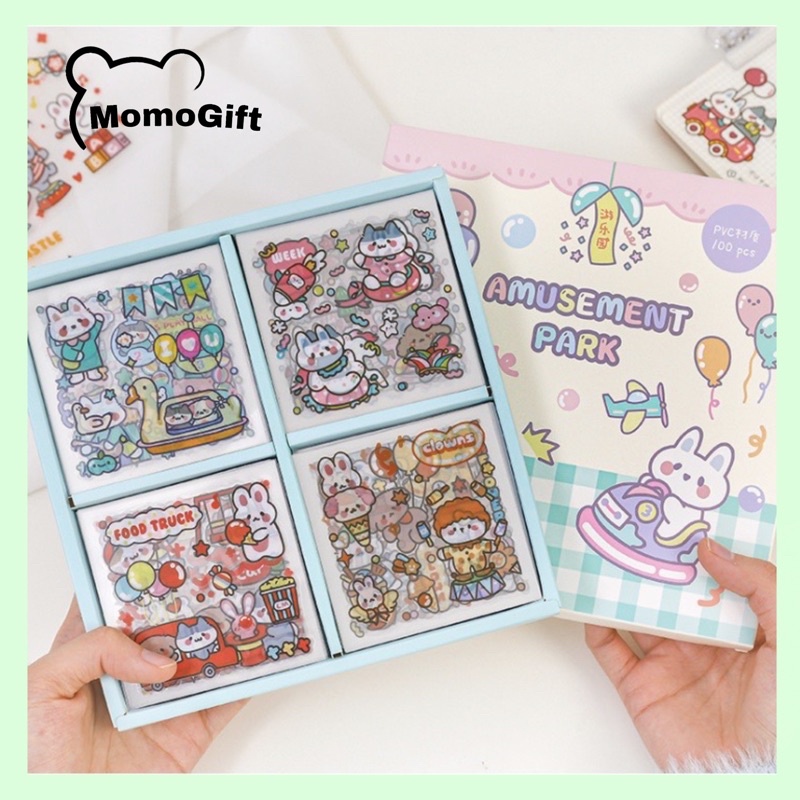 Sticker Tumbrl Aesthetic Dekor Buku Stiker Lucu Motif Animal Amusement Park