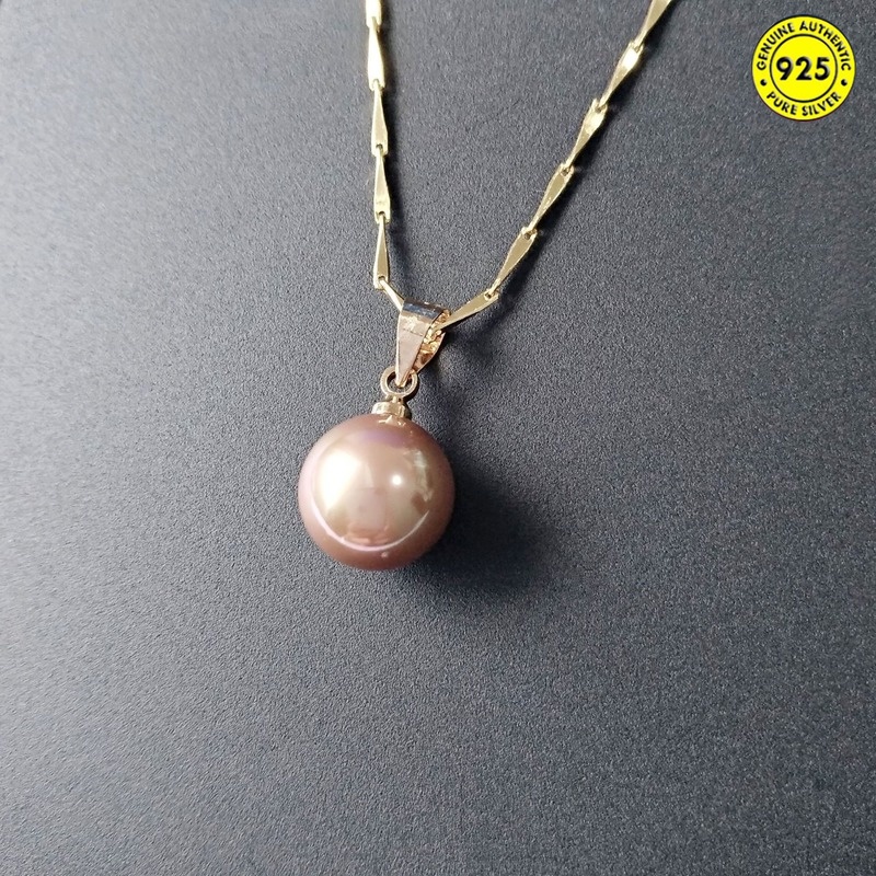 Kalung Rantai Klavikula Warna Rose Gold Aksen Mutiara Gaya Vintage