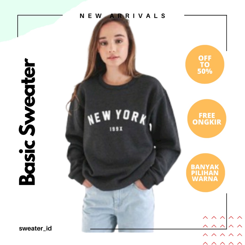 SWEATER_ID Basic sweater Crewneck Sweatshirt New York 199X Unisex