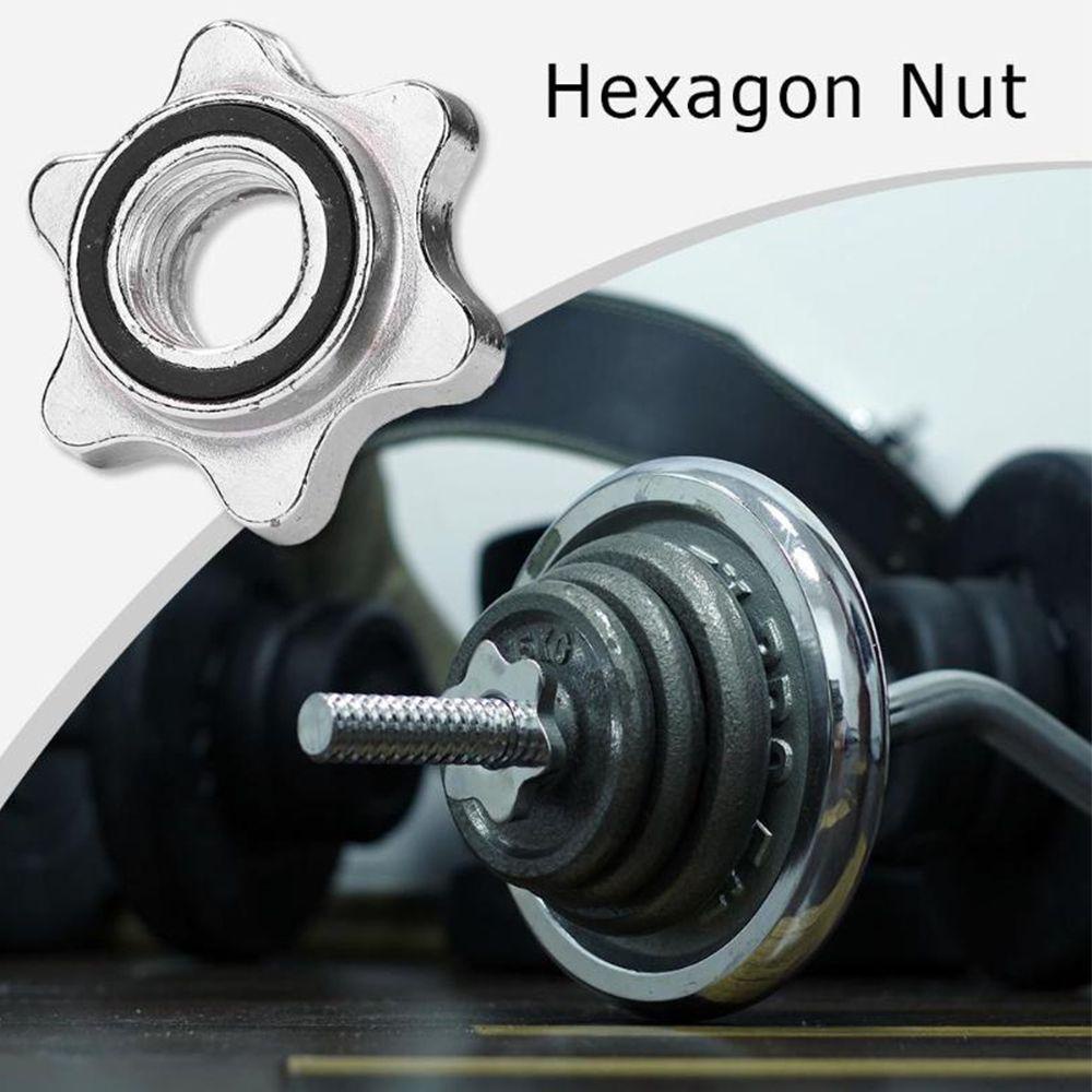 Lanfy Dumbell Nut Standar Baja Solid Klem Dumbell Spin-lock Angkat Berat Aksesoris Tetap Dumbbell Hexagon Nut