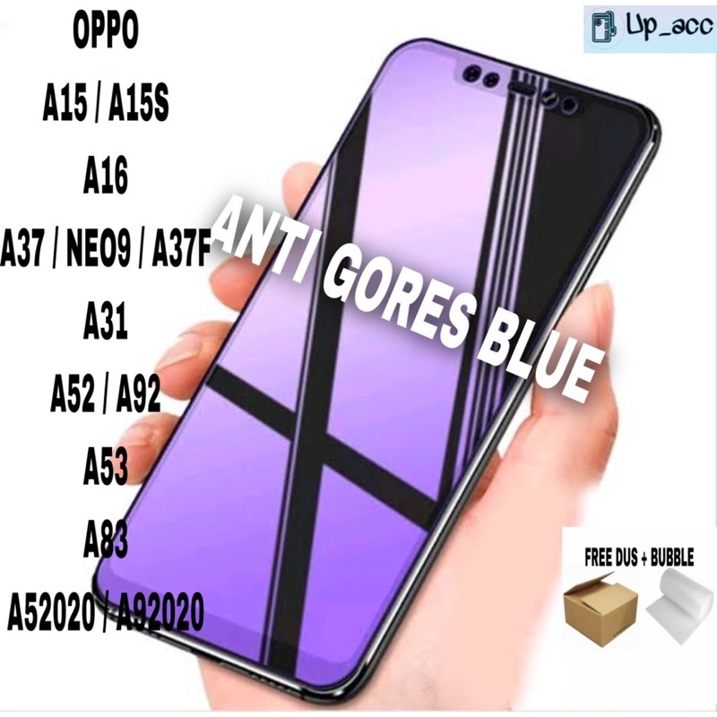 OPPO A15 A15S A16 A31 A37 A37F A52 A53 A57 A72 A83 A92 NEO9 A52020 A92020  2022 Tempered Glass Full Blue Anti Radiasi Blue Light Full Cover 10D