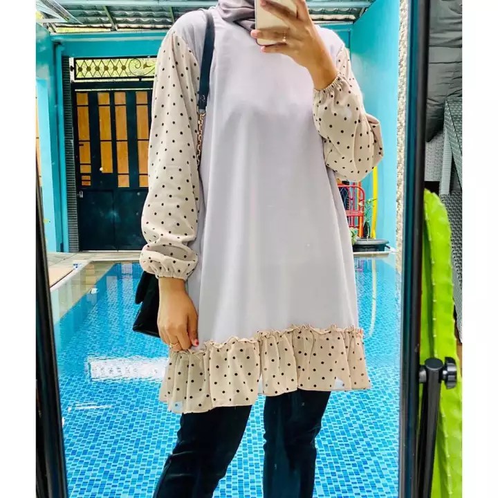 TUNIK RANUM / TUNIK RENANDA / TUNIK KOMBINASI POLKADOT