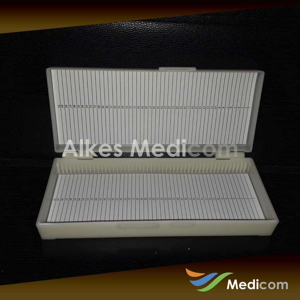 

Box Slide Preparat 50 Slides Putih | Plastik Object Glass Mikroskop
