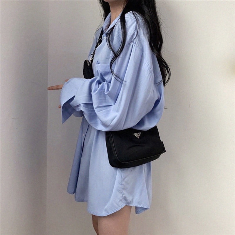 Jaket kemeja tabir surya tipis gaya Hong Kong 2022 baru musim panas menggantungkan mid-length lengan panjang atas kemeja longgar wanita