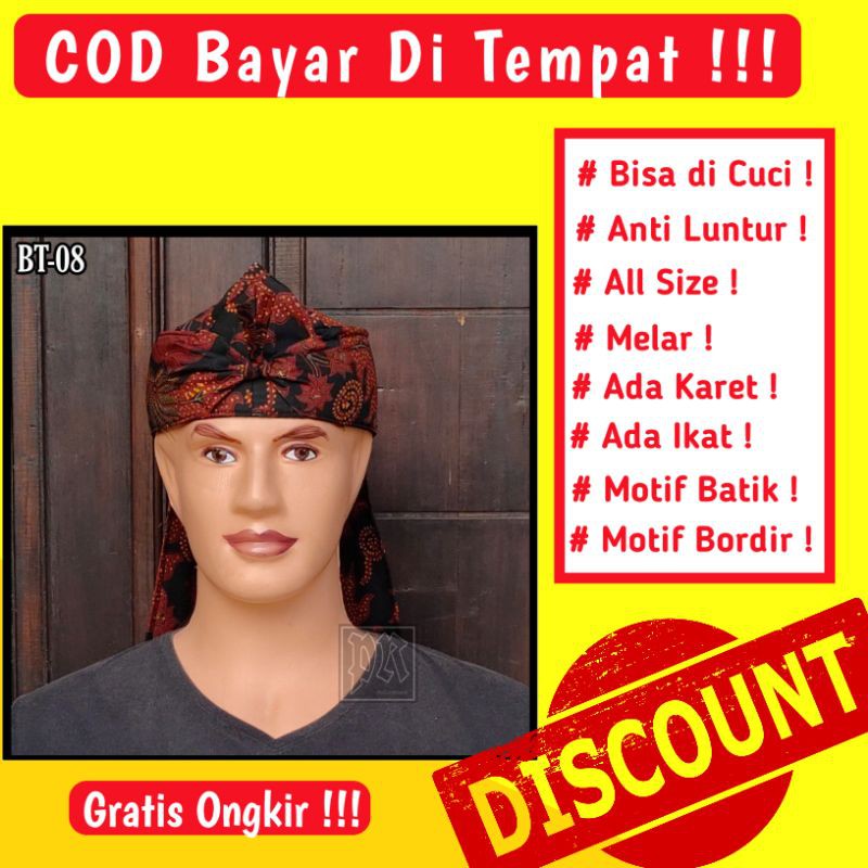 Belangkon Batik Sunda Ikat Kepala Tradisional Sunda khas Cirebonan Motif Batik pria dewasa Praktis