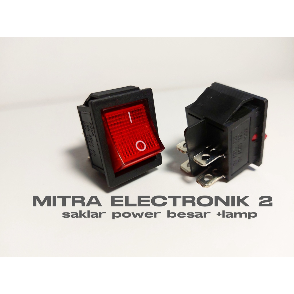 saklar switch /power switch on off 4 kaki kotak 15-20A  sorot merah