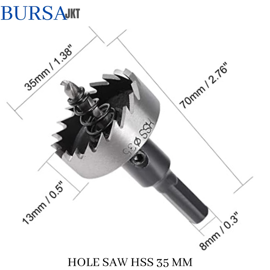 MATA BOR HOLE SAW STAINLESS STEEL PELUBANG BESI PLATE METAL DRILLING LOGAM 35 MM