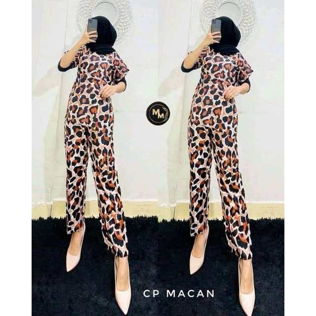 SETELAN CP LENGAN PENDEK RAYON // MOTIF LEOPARD // SETELAN CP TEBARU // CP ANDIN