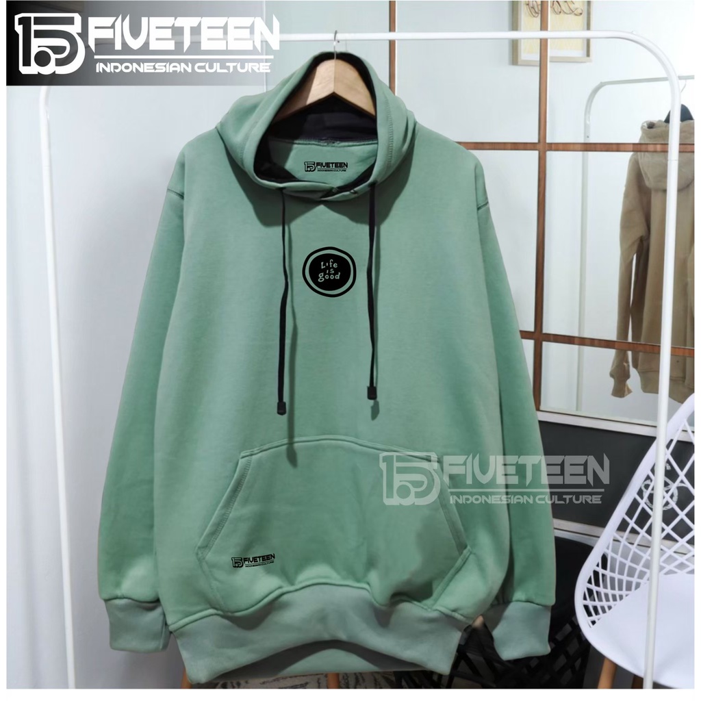 jaket distro original brand 15fifteen15 warna hijau mind list sablon life is good hoodie cowok distro original sweater pria keren original kata kata zipper hoodie wanita oversize jumbo suwiter dewasa murah laki laki fifteen