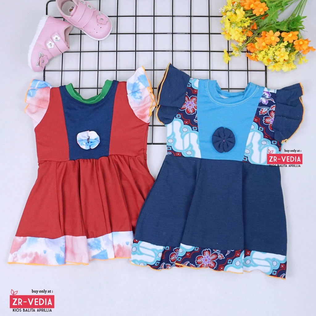 Dress Tania uk 6-18 Bulan / Dres Lengan Pendek Baby Perempuan Baju Gaun Pesta Bayi Murah Impor