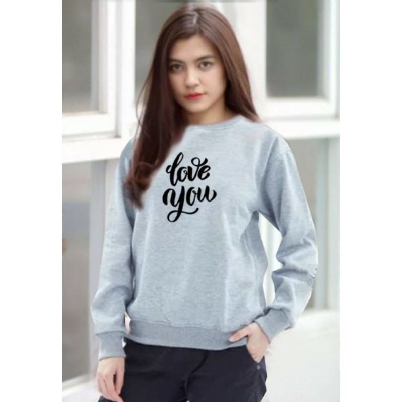 Kaos Lengan Panjang LOVE YOU / Kaos Sweatshirt / Atasan Wanita / Atasan Wanita Lengan Panjang