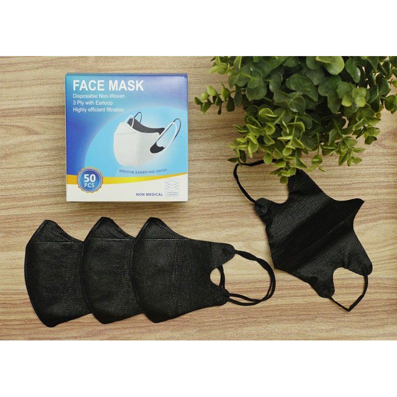 Masker duckbill dewasa 3ply isi 50 pcs Hitam